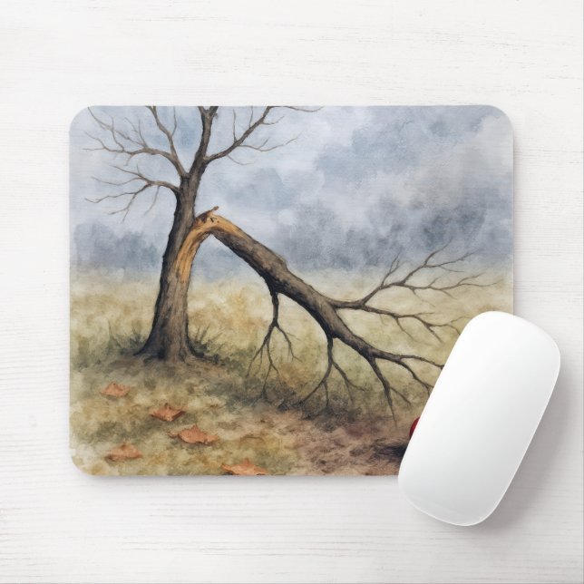 Mousepad Árvore de Maçã em Aquarela Com Maçã Vermelha (Com mouse)