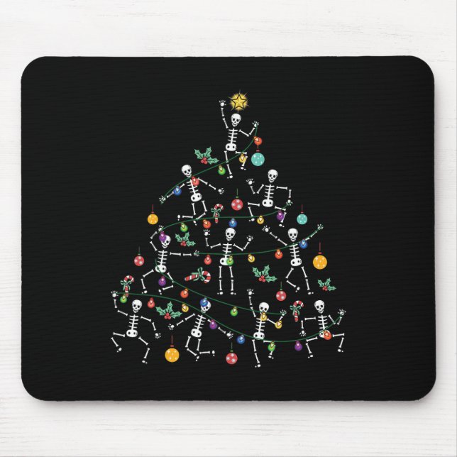 Mousepad Árvore de Natal Alegre Esqueleto Dançante Hallowee (Frente)
