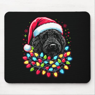 Mousepad Árvore de Natal Black Labradoodle Luzes de Natal D