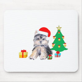 Mousepad Árvore de Natal, cão de cachorrinho Yorkshire e pr