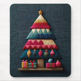 Mousepad Árvore de Natal com Textura de Tecido Acolchoado