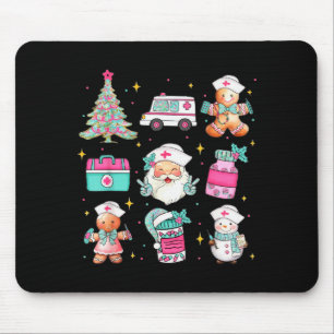 Mousepad Árvore de Natal da Enfermeira Fofa Papai Noel Tema