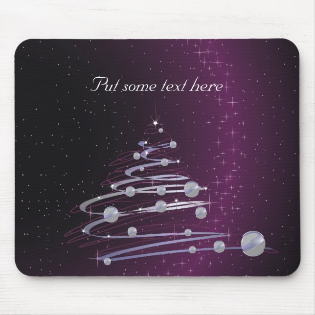 Mousepad Árvore de Natal de abstrato Silver em Púrpura bril (Frente)