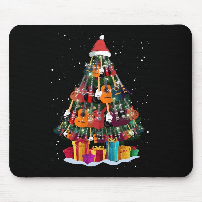 Mousepad Árvore de Natal de Guitarra Engraçada (Frente)