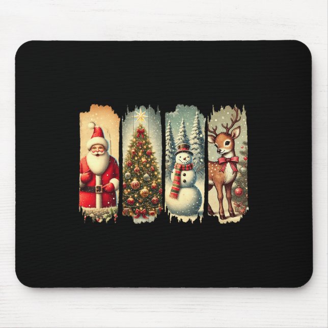 Mousepad Árvore de Natal de Papais noeis de Snowman Deer Xm (Frente)
