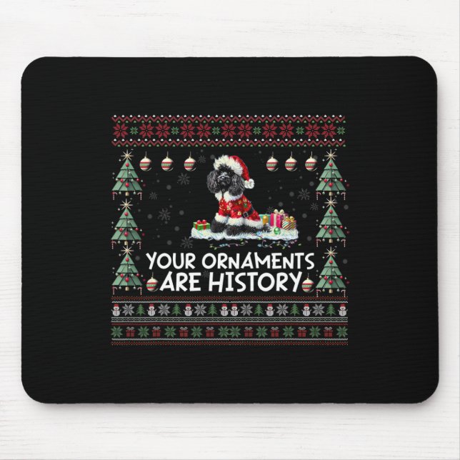 Mousepad Árvore de Natal de Poodle Preta Desorte Xma (Frente)