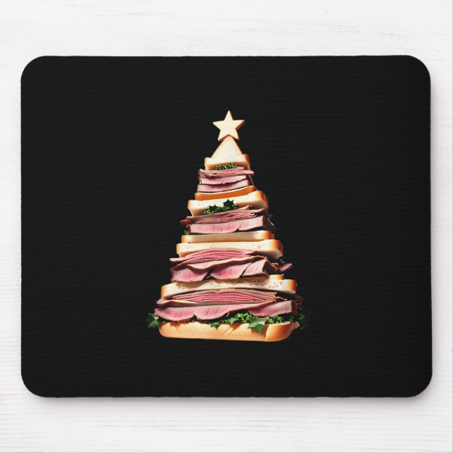 Mousepad Árvore de Natal de Sanduíche de Carne de Bovino (Frente)