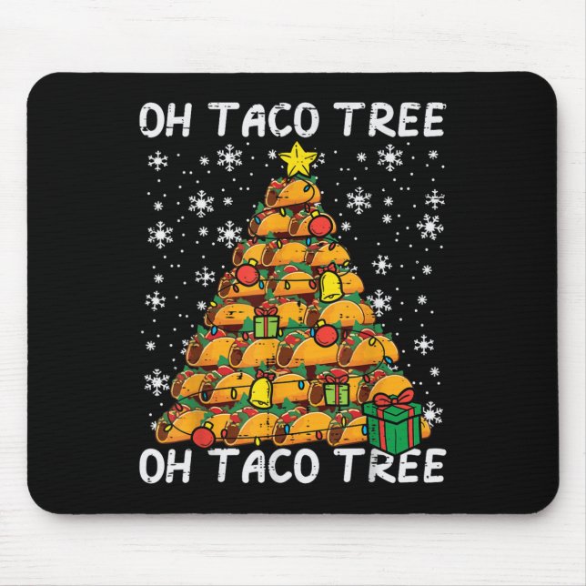 Mousepad Árvore de Natal de Tacos Engraçado Natal Foodie Me (Frente)