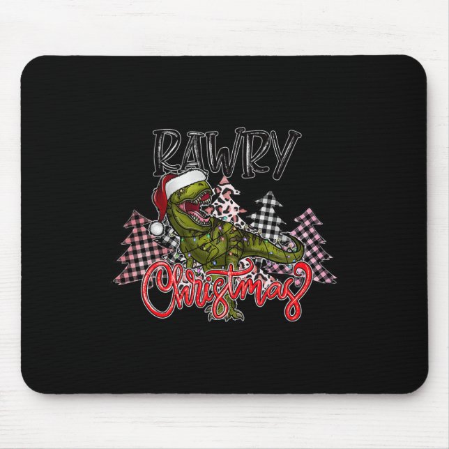 Mousepad Árvore de Natal Dinossauro Rex Pajamas Men Boas Xm (Frente)
