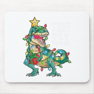 Mousepad Árvore de Natal Dinossauro Rex Pajamas Men Boas Xm
