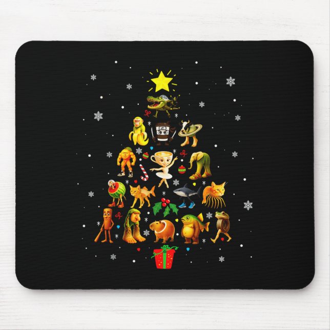 Mousepad Árvore de Natal do Meme de Italian Brainrot Cérebr (Frente)
