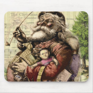 Mousepad Árvore de Natal do Papai Noel Alegre Vintage