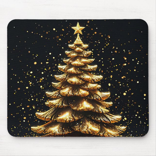 Mousepad Árvore de Natal dourada (Frente)