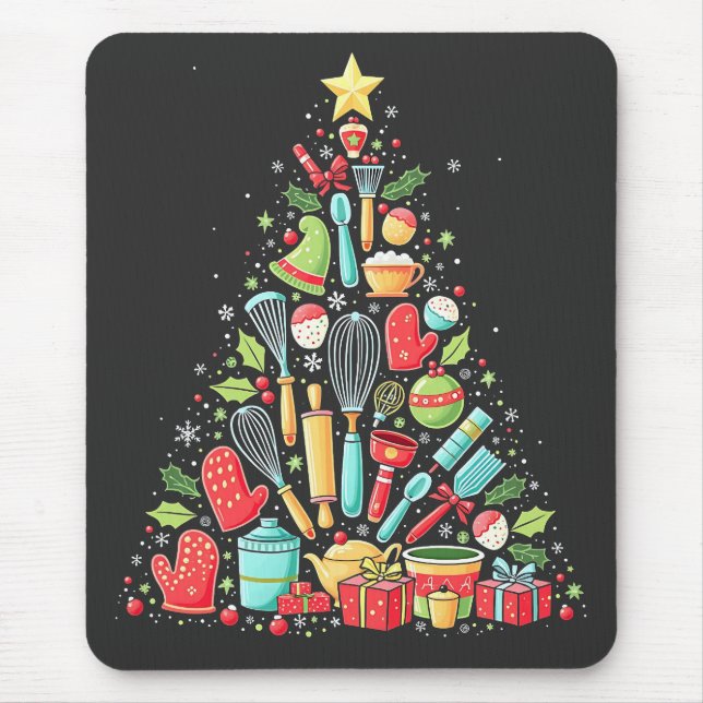 Mousepad Árvore de Natal Fazendo Cook De Chef (Frente)
