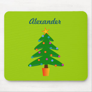 Mousepad Árvore de Natal festiva verde personalizada