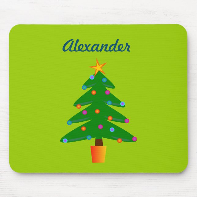 Mousepad Árvore de Natal Festiva Verde Personalizada (Frente)