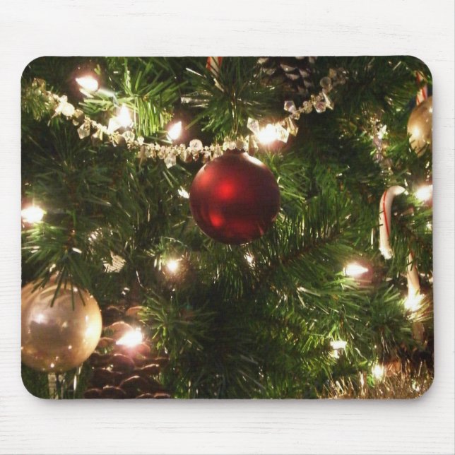 Mousepad Árvore de Natal I Feriado Verde Bonito e Vermelho (Frente)