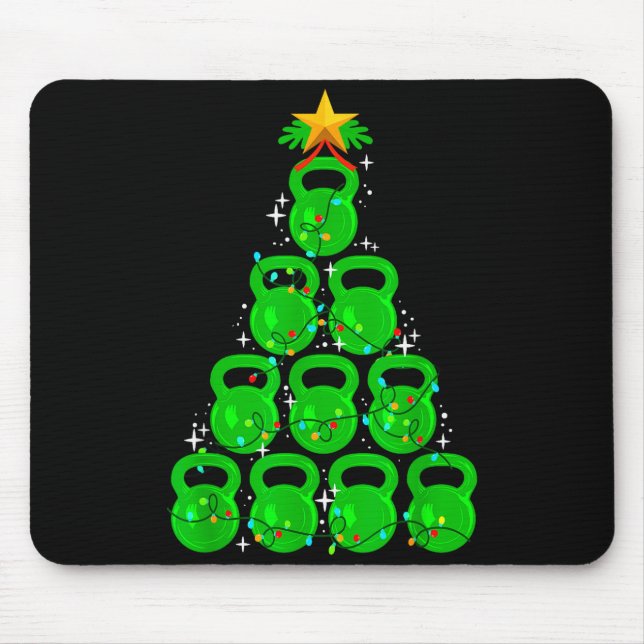 Mousepad Árvore de Natal Kettlebell Xmas Ginásio Treino Fit (Frente)