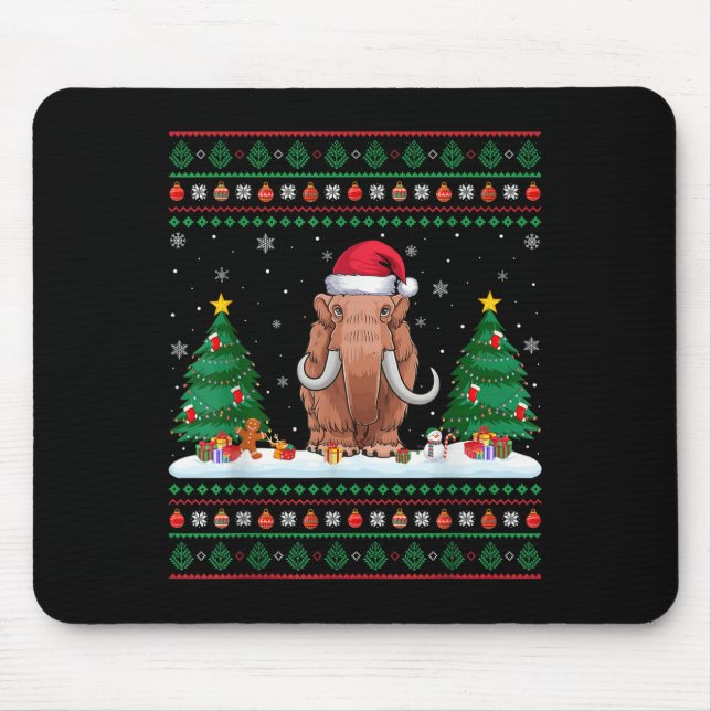 Mousepad Árvore de Natal Luzes Wooly Mammoth Papais noeis F (Frente)