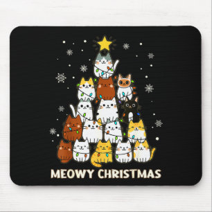 Mousepad Árvore de Natal Meowy Feliz Catmas Amante de Gatos