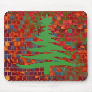 Mousepad Árvore de Natal Moderna Estêncil Impressão Verde
