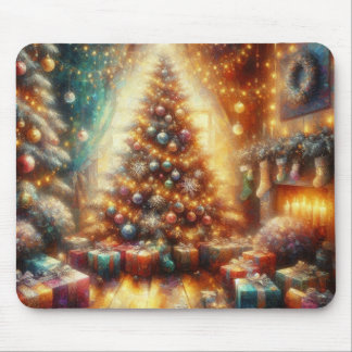 Mousepad Árvore de Natal Muito Alegre e Brilhante em uma Ba