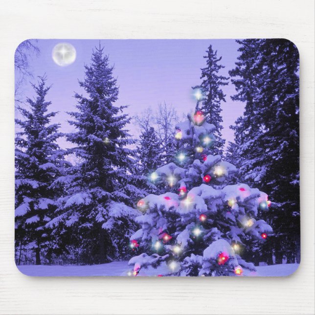 Mousepad Árvore de Natal na floresta (Frente)