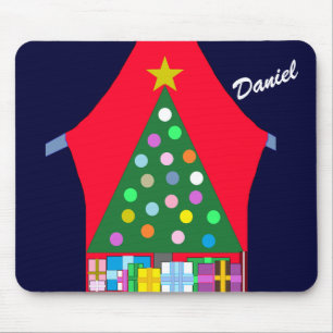 Mousepad Árvore de Natal Verde e Draps Azuis: