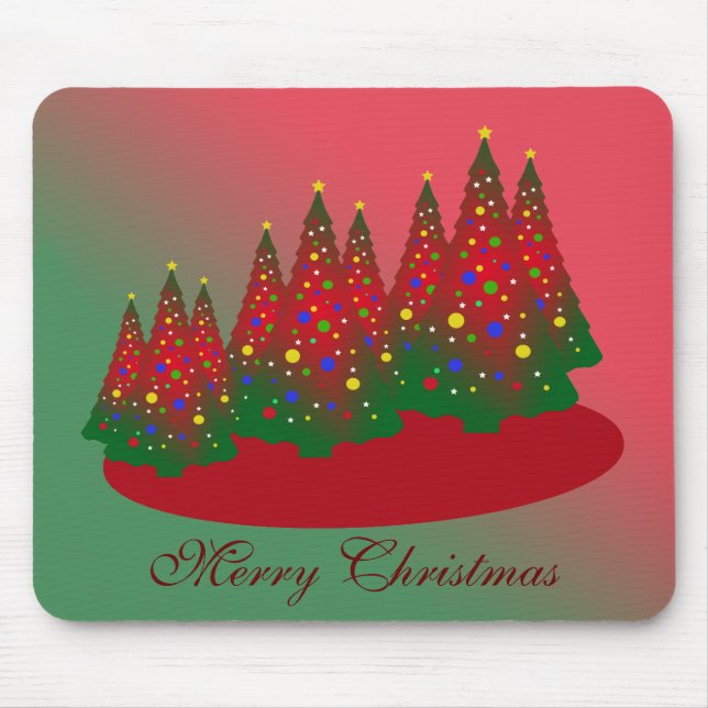 Mousepad Árvore de Natal Verde Vermelha (Frente)