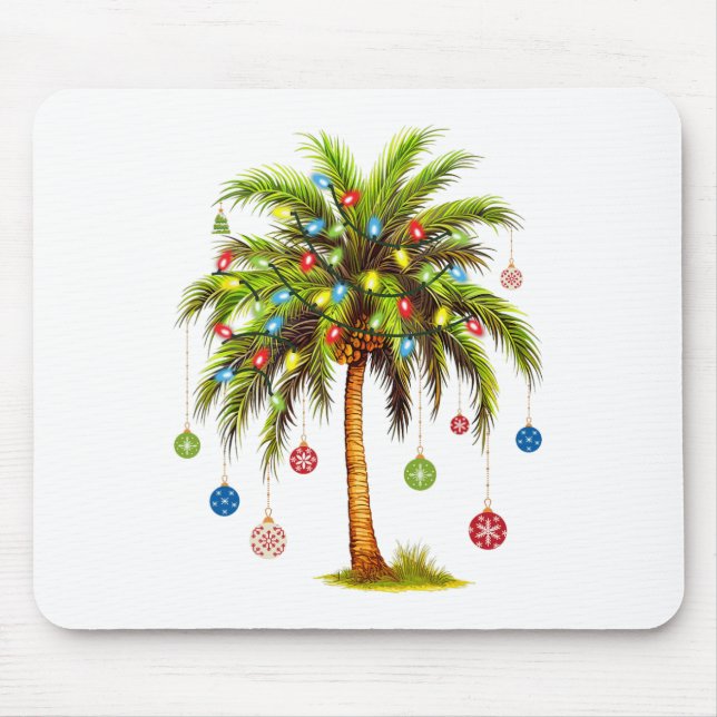 Mousepad Árvore de Palma de Natal Light Hawaiai Tropical Xm (Frente)