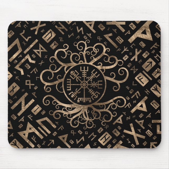 Mousepad Árvore de Vegvisir de vida Yggdrasil e de Runes (Frente)