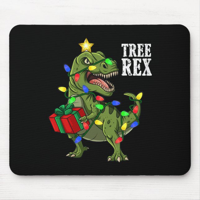 Mousepad Árvore do Dinossauro de Natal Rex Meninas Crianças (Frente)