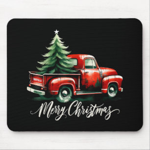 Mousepad Árvore Feliz De Natal Na Família Red Truck Vintage