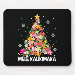 Mousepad Árvore Floral de Natal Havaiana Mele Kalikimaka Tr