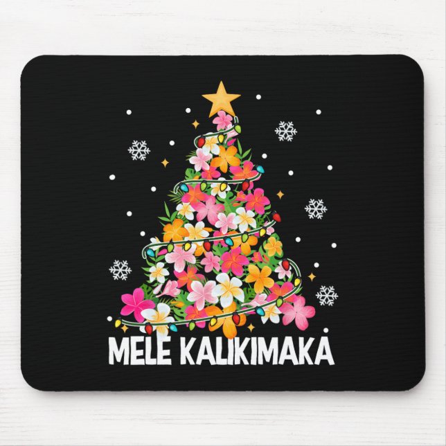 Mousepad Árvore Floral de Natal Havaiana Mele Kalikimaka Tr (Frente)