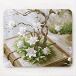 Mousepad Árvore florescente crescendo a partir de um livro