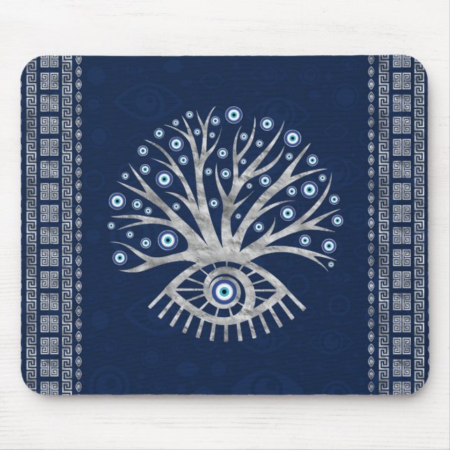 Mousepad Árvore grega do olho - Mati Mataki - prata de (Frente)