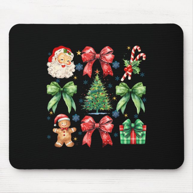 Mousepad Árvore Natal Coquette Arco Santa Claus Candy (Frente)