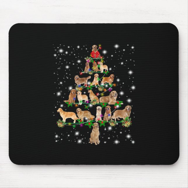 Mousepad Árvore Natal De Retriever De ouros Coberta Por Fla (Frente)