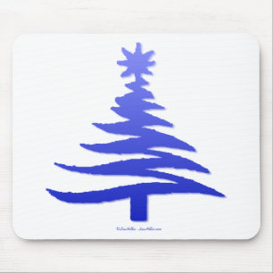 Mousepad Árvore Natal Estêncil Cobalto Azul