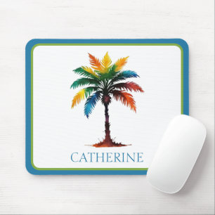 Mousepad Árvore Palm de Cores d'Água Colorida Personalizada