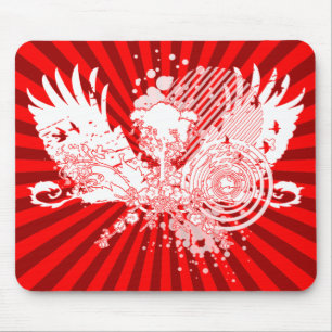 Mousepad árvore rastreada. vermelho e branco e raios.