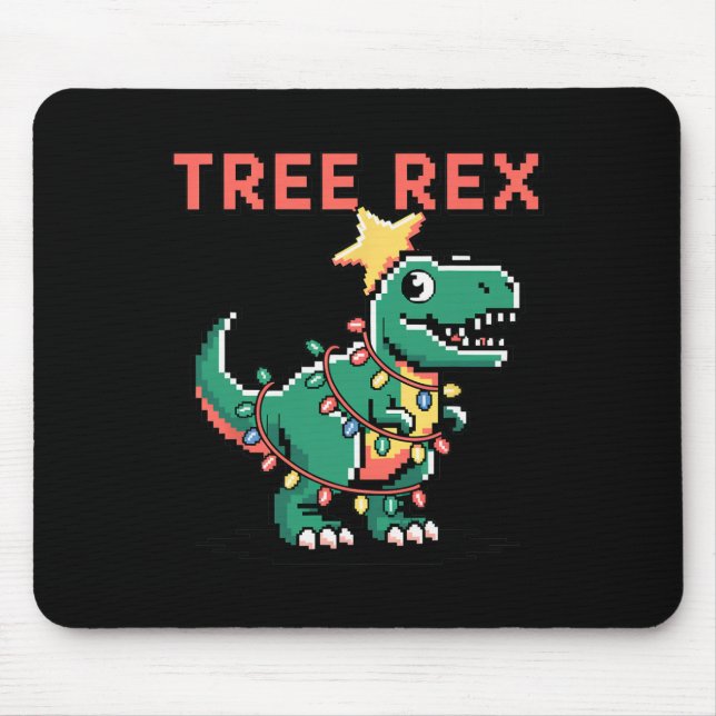 Mousepad Árvore Rex Suéter Feio de Natal Dinossauro Natal (Frente)