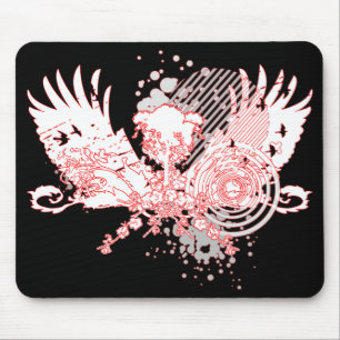 Mousepad árvore traçada. vermelha e branca.