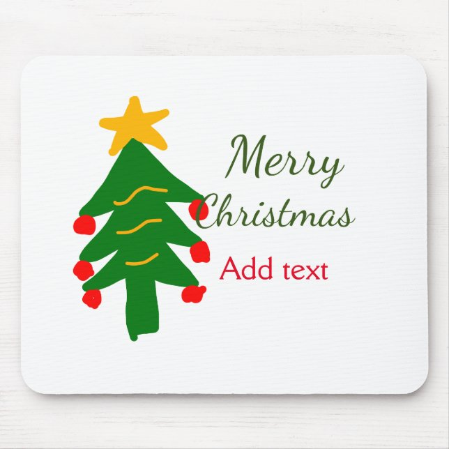 Mousepad Árvore verde de natal vermelho feliz Natal adicion (Frente)