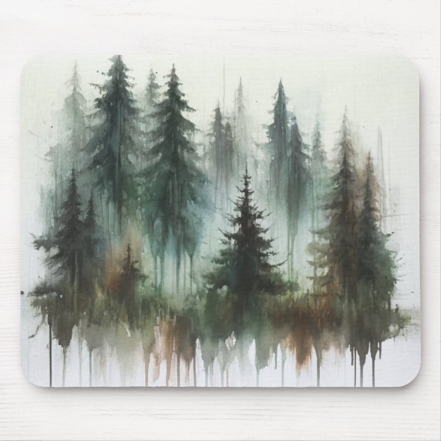 Mousepad Árvores Aquarela Rusticidade Selvagem (Frente)
