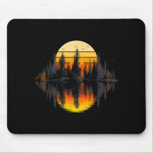 Mousepad Árvores da natureza retrô reflexo floresta do pôr