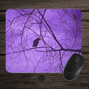 Mousepad Árvores de Barren Preto Ramificam Céu Roxo