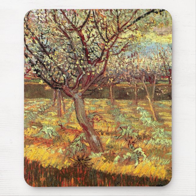Mousepad Árvores de damascos no Flor por Vincent van Gogh (Frente)