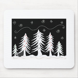 Mousepad Árvores de Natal Caprichosas em Preto e Branco